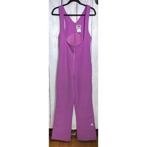 Vintage Obermeyer Womens Ski Bib Fitted Jumpsuit Pink Straight Leg Size 12R Wool